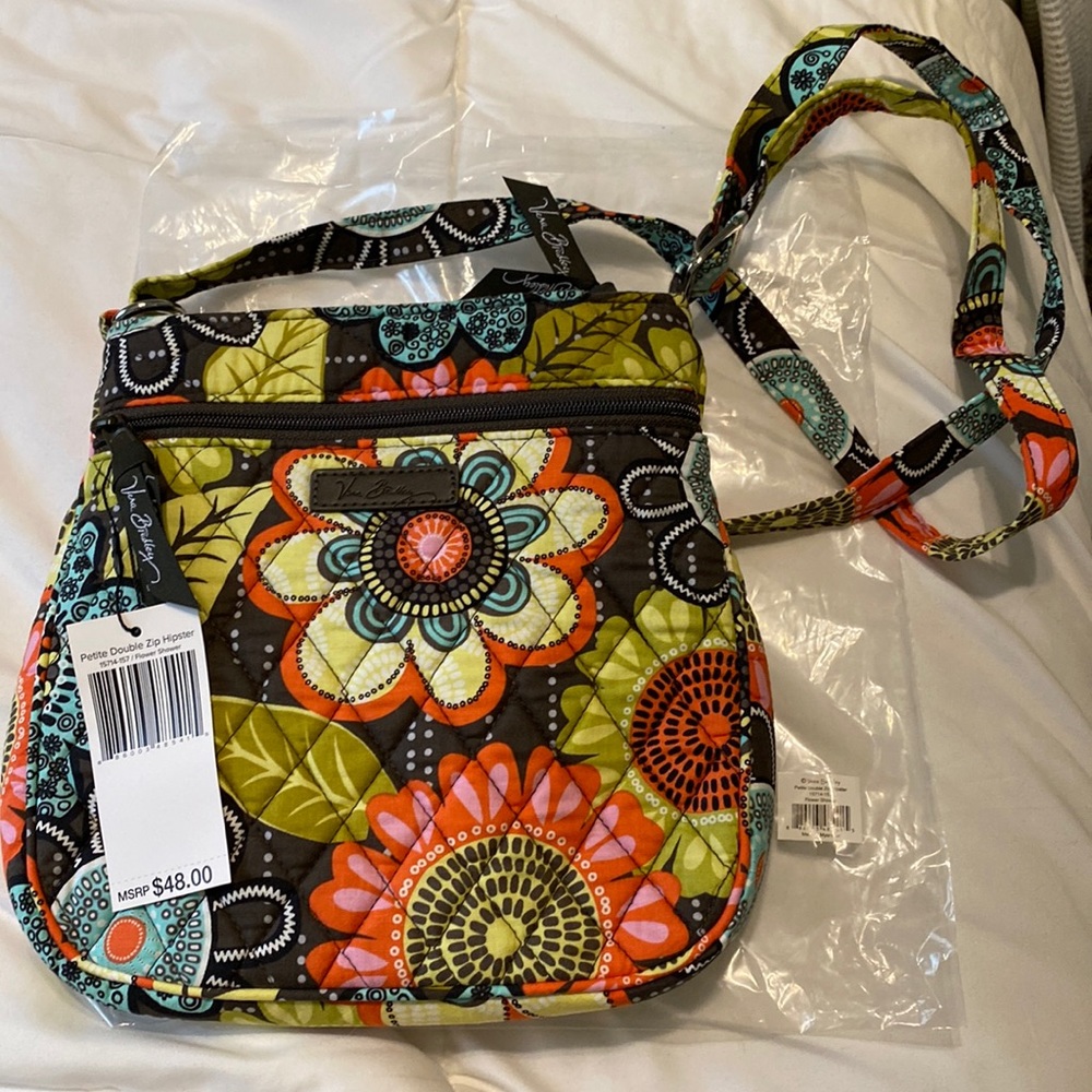 Vera Bradley: Flower Shower Petite Double Zip Hipster
